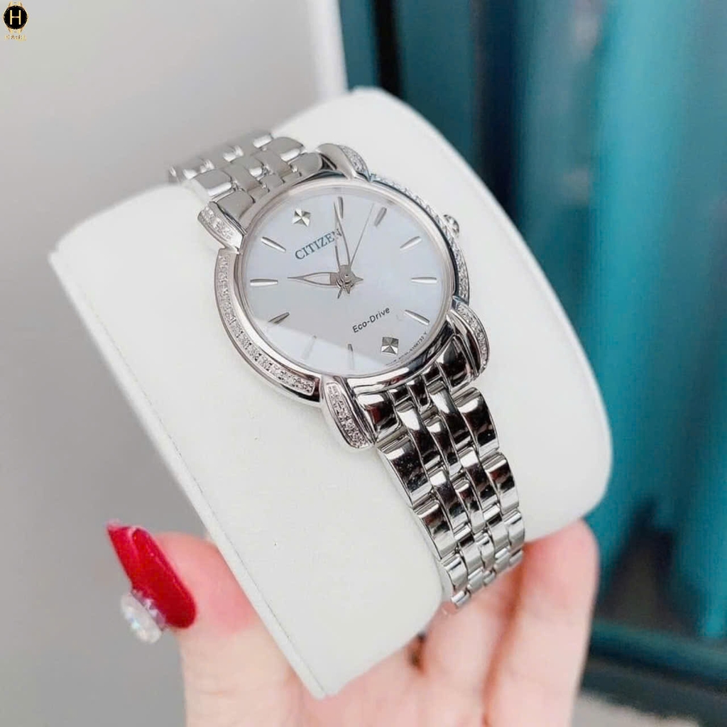 Đồng Hồ Nữ Citizen Quartz Eco-drive Jolie Diamond EM0690-50D