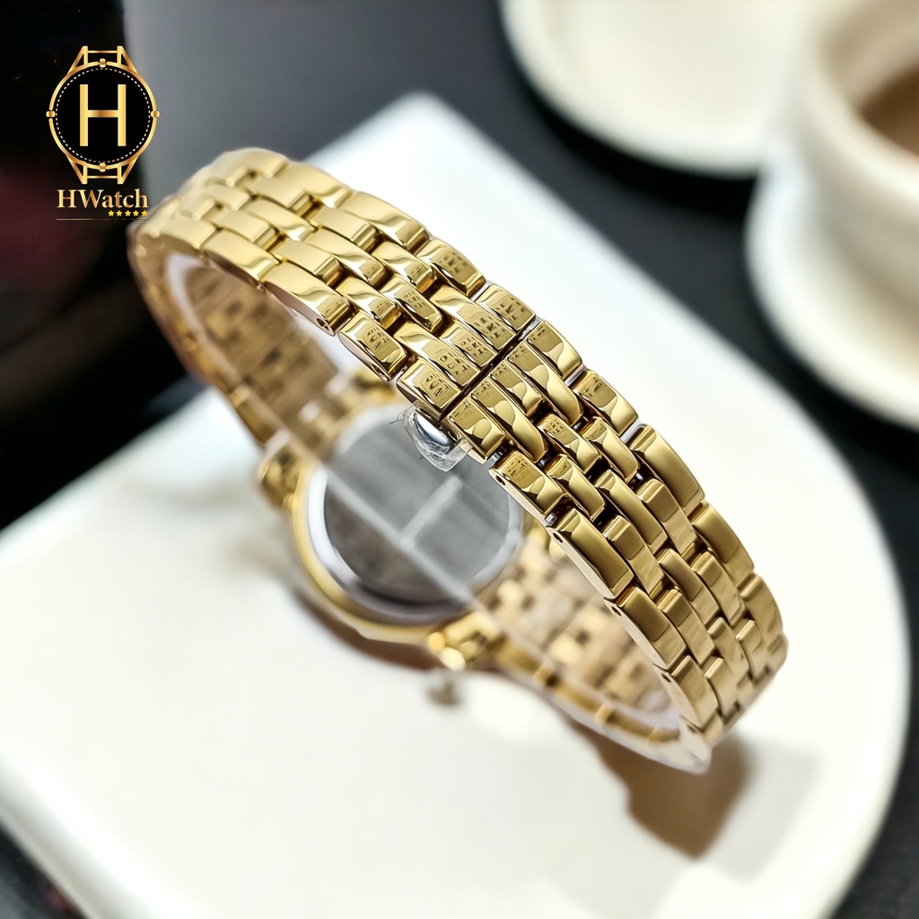 Đồng Hồ Nữ Citizen Quartz Eco-Drive EM0712-59E Dây Sắt Vàng Mặt Đen Sapphire