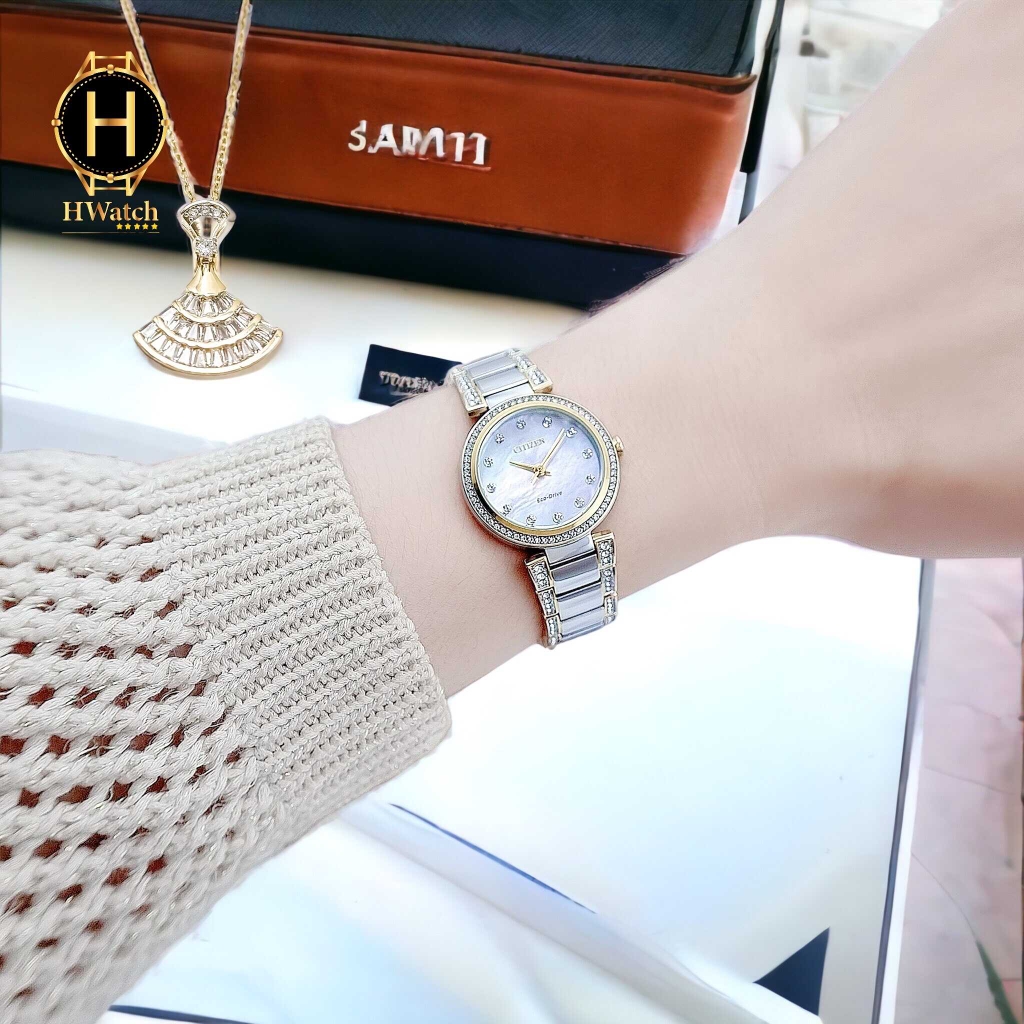 Đồng Hồ Nữ Citizen Quartz Eco-Drive Silhouette Crystal EM0844-58D