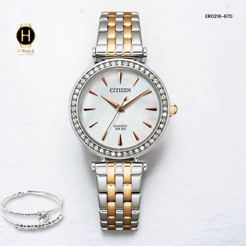 Đồng Hồ Nữ Citizen Quartz ER0216-67D Dây Thép Vỏ Trắng Mặt Trắng