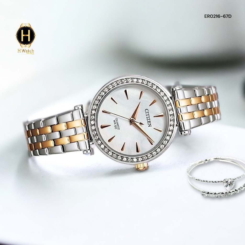 Đồng Hồ Nữ Citizen Quartz ER0216-67D Dây Thép Vỏ Trắng Mặt Trắng