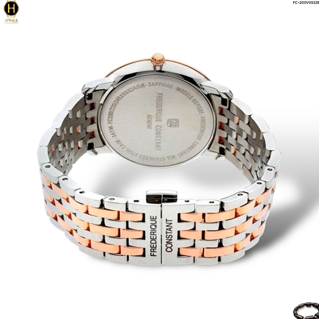 Đồng Hồ Nam Frederique Constant Quartz FC-200V5S32B Slimline Dây Thép Demi Mặt Trắng Sapphire