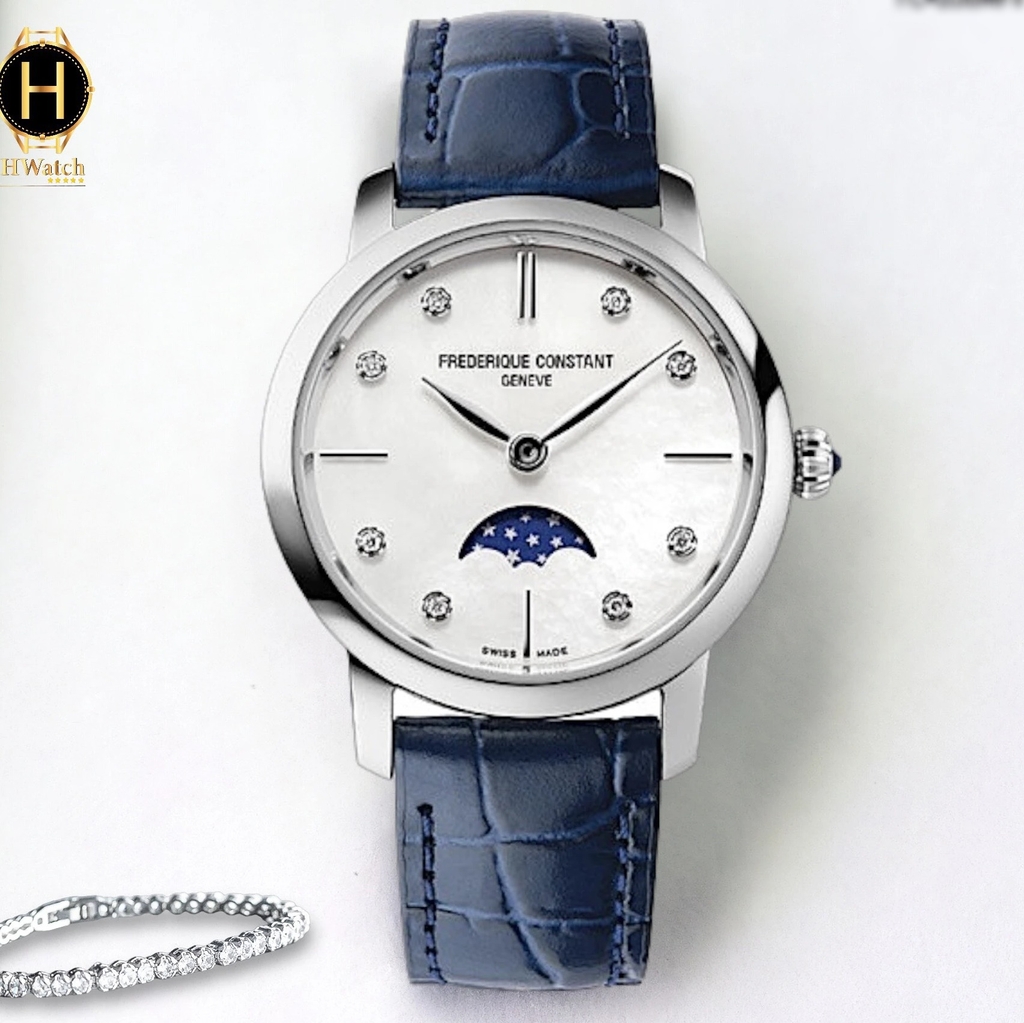 Đồng Hồ Nữ Frederique Constant Pin FC-206MPWD1S6 Slimline Moonphase Sapphire