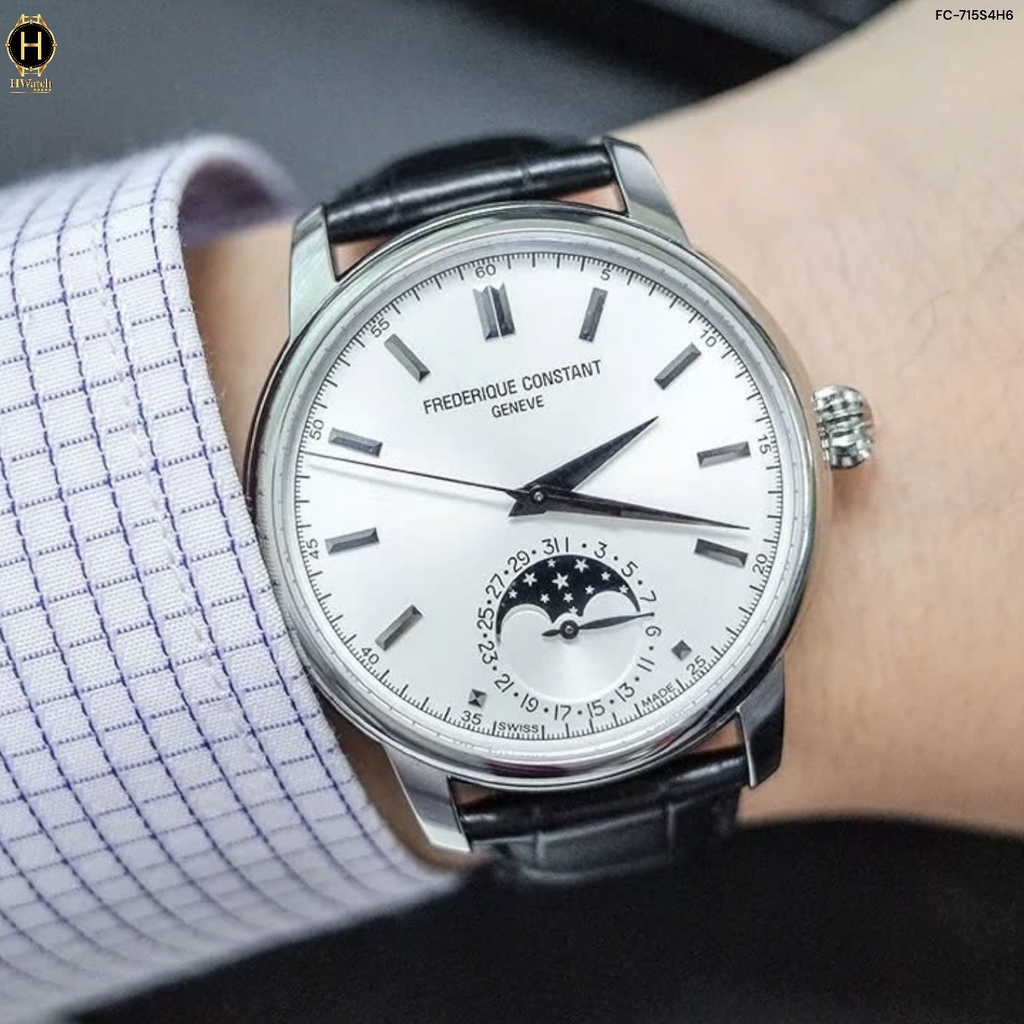 Đồng Hồ Nam Frederique Constant Automatic MoonPhase FC-715S4H6 ( FC715S4H6 ) Dây Da Mặt Trắng Sapphire