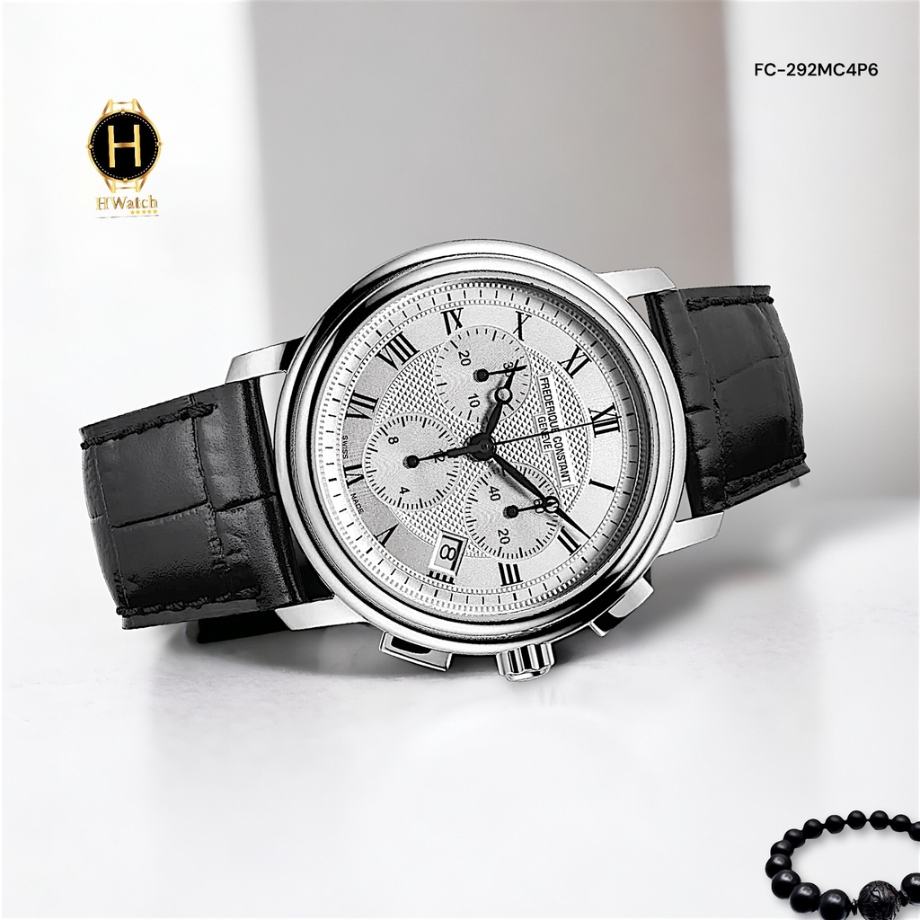 Đồng Hồ Nam Frederique Constant Quartz Chronograph Persuasion FC-292MC4P6 ( FC292MC4P6 ) Dây Da Đen Mặt Trắng