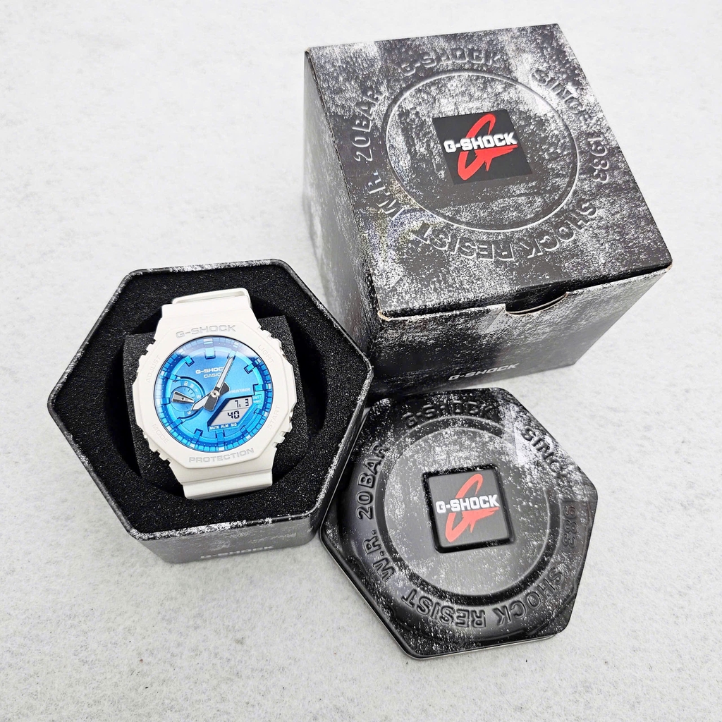 Đồng Hồ Nam Casio Quartz Gshock GA-2100WS-7ADR Dây Nhựa Mặt Xanh