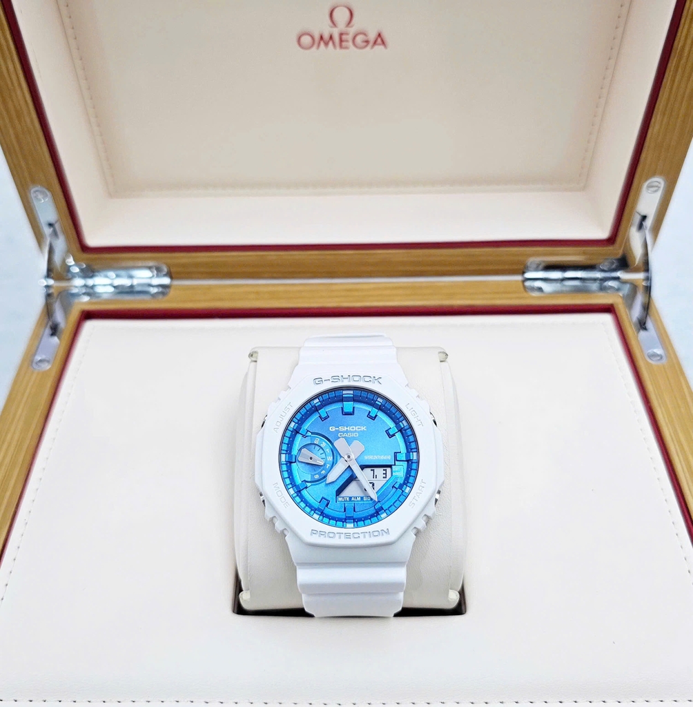Đồng Hồ Nam Casio Quartz Gshock GA-2100WS-7ADR Dây Nhựa Mặt Xanh