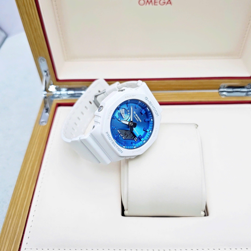 Đồng Hồ Nam Casio Quartz Gshock GA-2100WS-7ADR Dây Nhựa Mặt Xanh