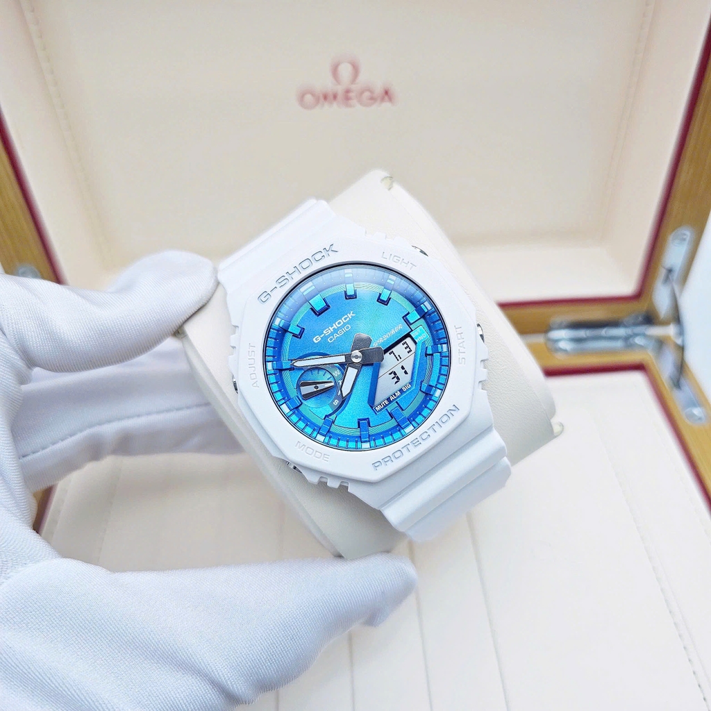 Đồng Hồ Nam Casio Quartz Gshock GA-2100WS-7ADR Dây Nhựa Mặt Xanh