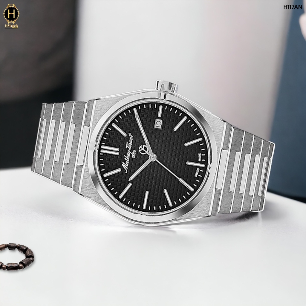 Đồng Hồ Nam Mathey Tissot Quartz H117AN Dây Thép Mặt Đen