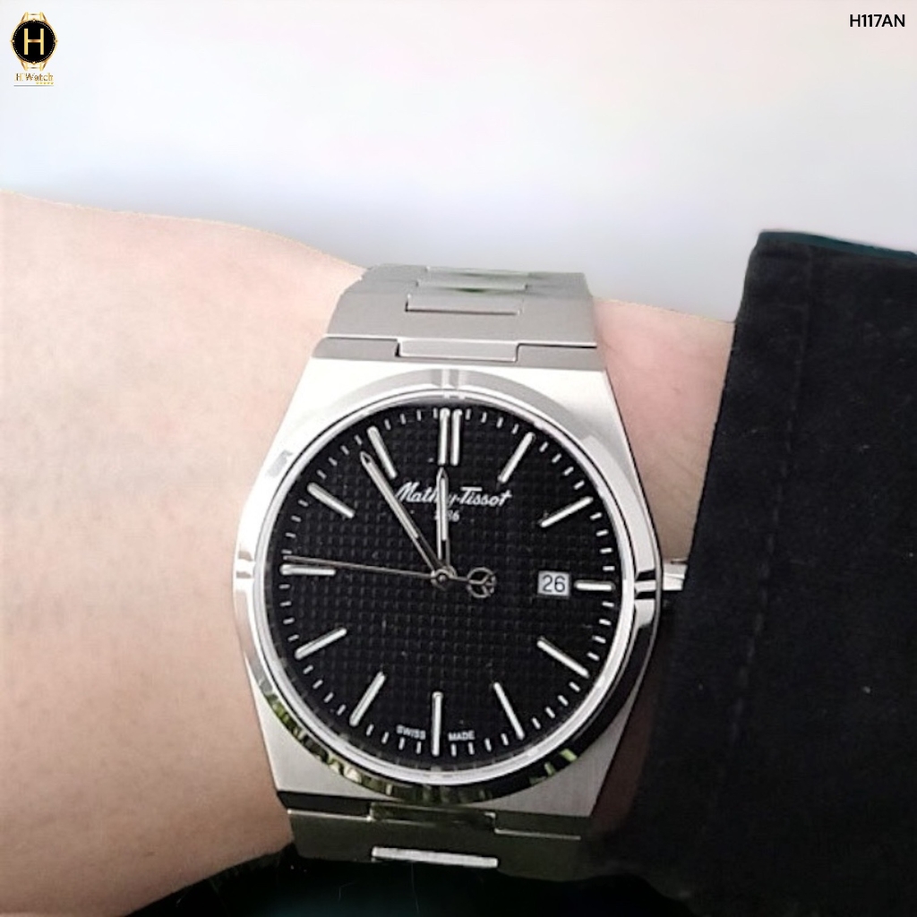 Đồng Hồ Nam Mathey Tissot Quartz H117AN Dây Thép Mặt Đen