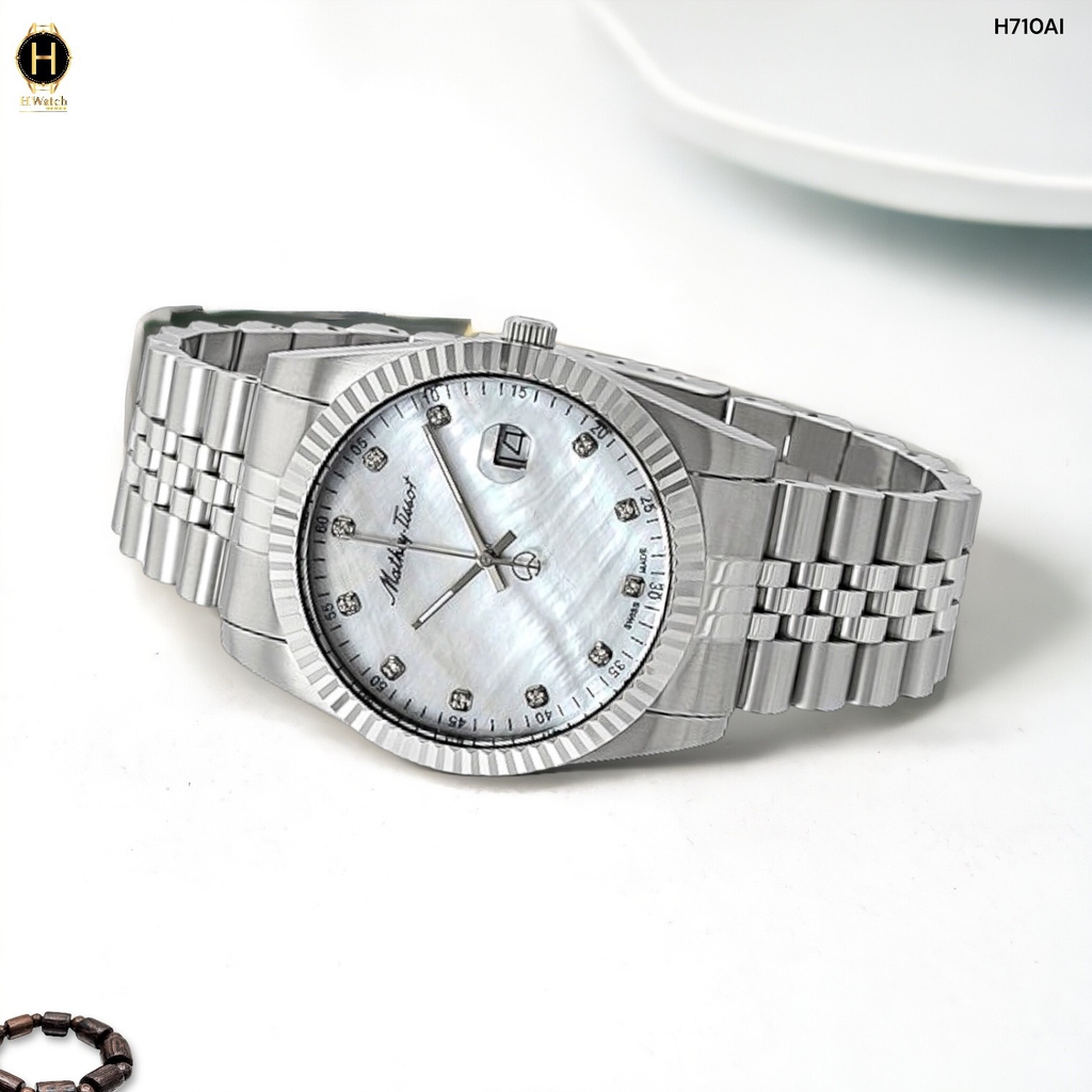 Đồng Hồ Nam Mathey Tissot Quartz H710AI Dây Thép Mặt Trắng