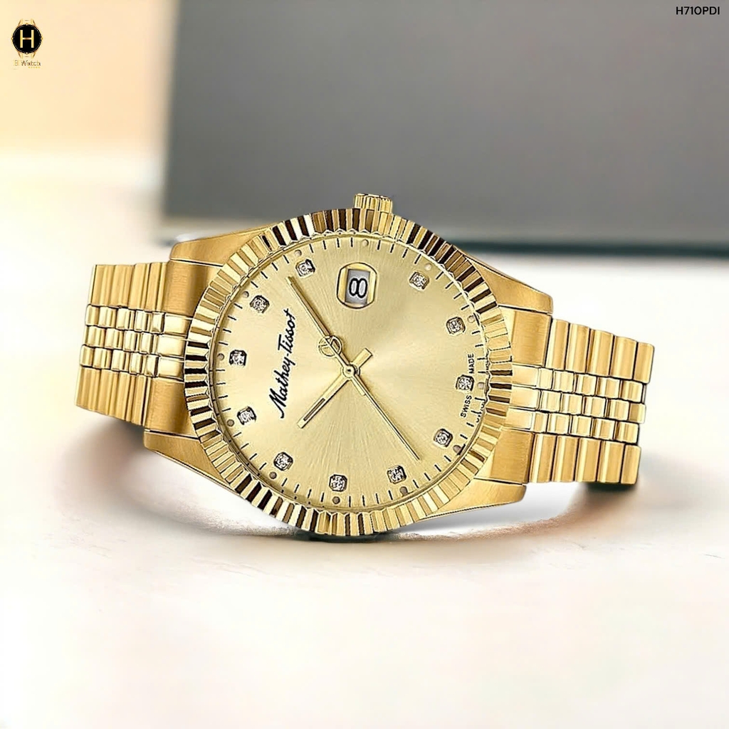 Đồng Hồ Nam Mathey Tissot Quartz Full Gold H710PDI
