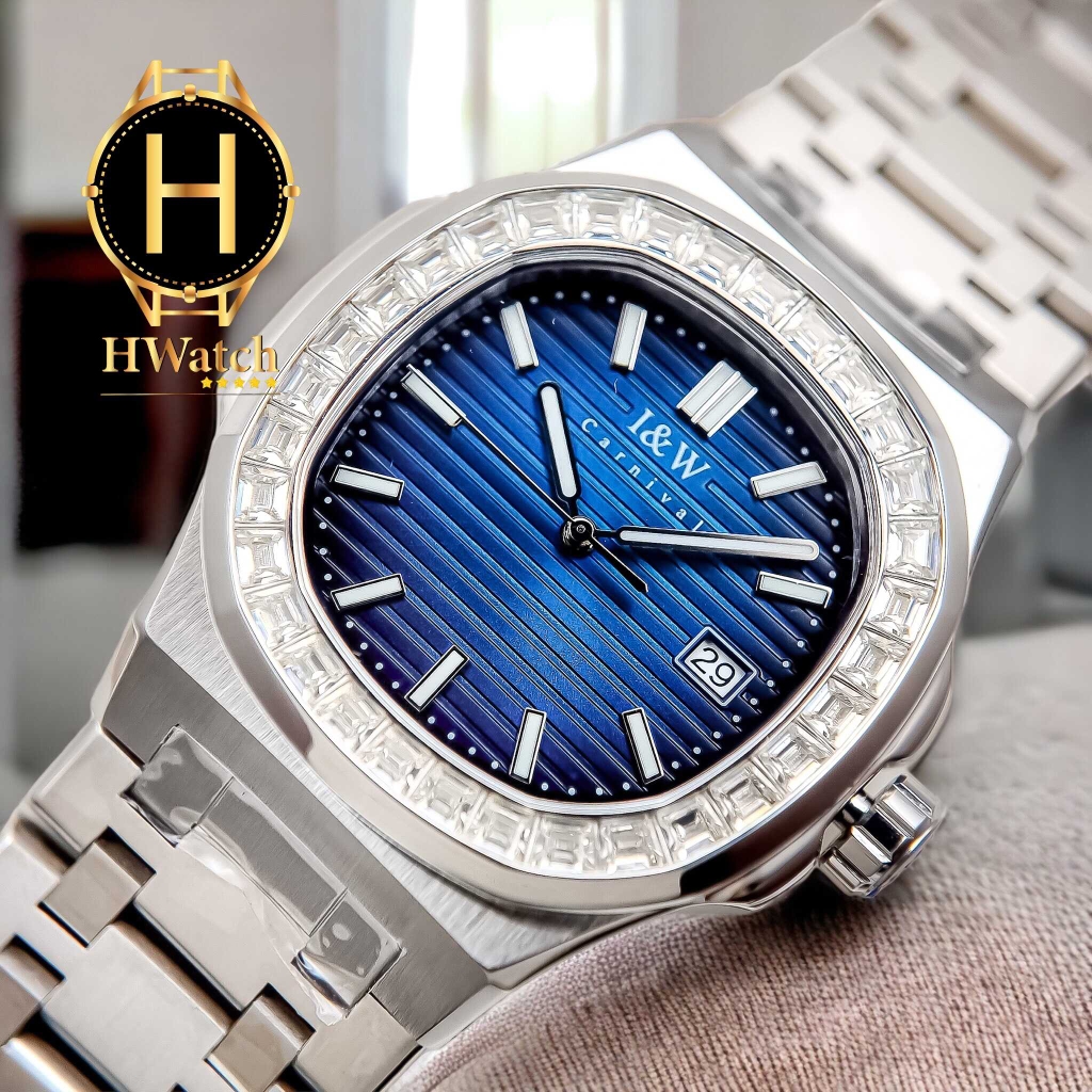 Đồng Hồ Nam I&W Carnival Automatic 721G1 Dây Thép Vỏ Trắng Mặt Xanh Sapphire