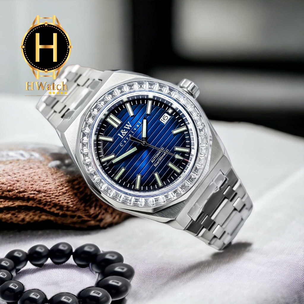 Đồng Hồ Nam I&W Carnival Automatic 733G1 Dây Thép Vỏ Trắng Mặt Xanh Sapphire