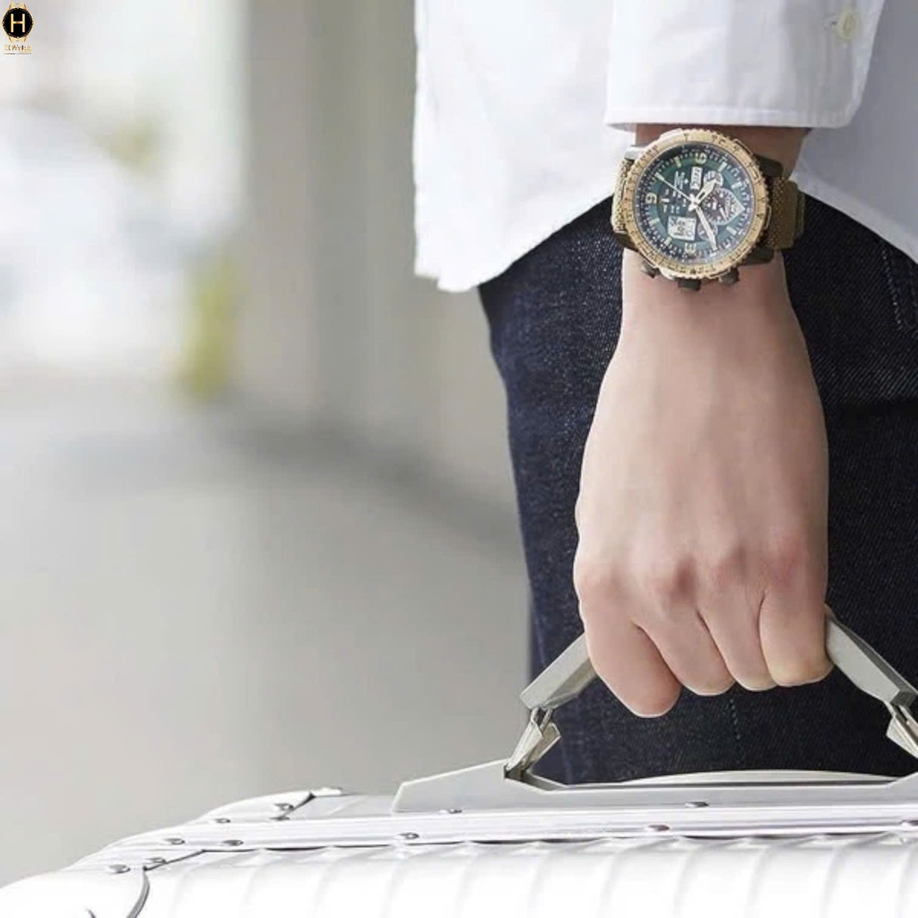 Đồng Hồ Nam Citizen Quartz Eco-Drive Promaster Radio Controlled Green JY8074-11X