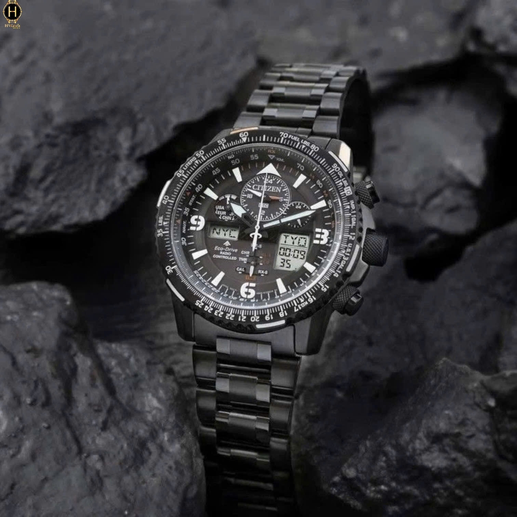 Đồng Hồ Nam Citizen Quartz Eco-Drive Promaster Radio Controlled Black JY8085-81E
