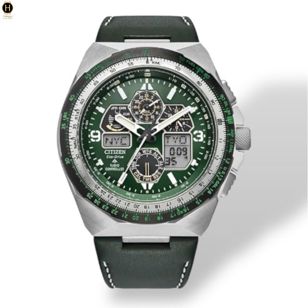 Đồng Hồ Nam Citizen Quartz Eco-Drive Promaster Skyhawk A-T Chronograph Green JY8147-01X