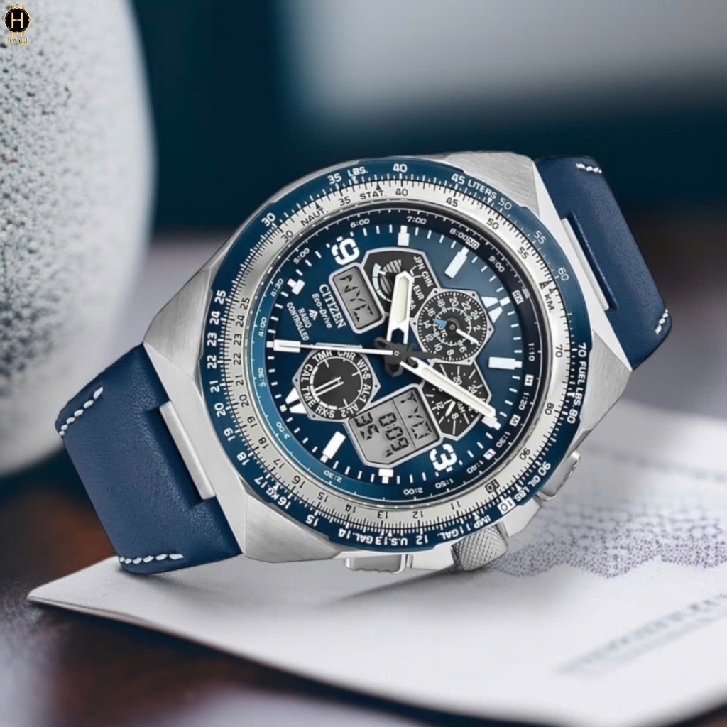 Đồng Hồ Nam Citizen Quartz Eco-Drive Promaster Skyhawk A-T Chronograph Blue JY8148-08L