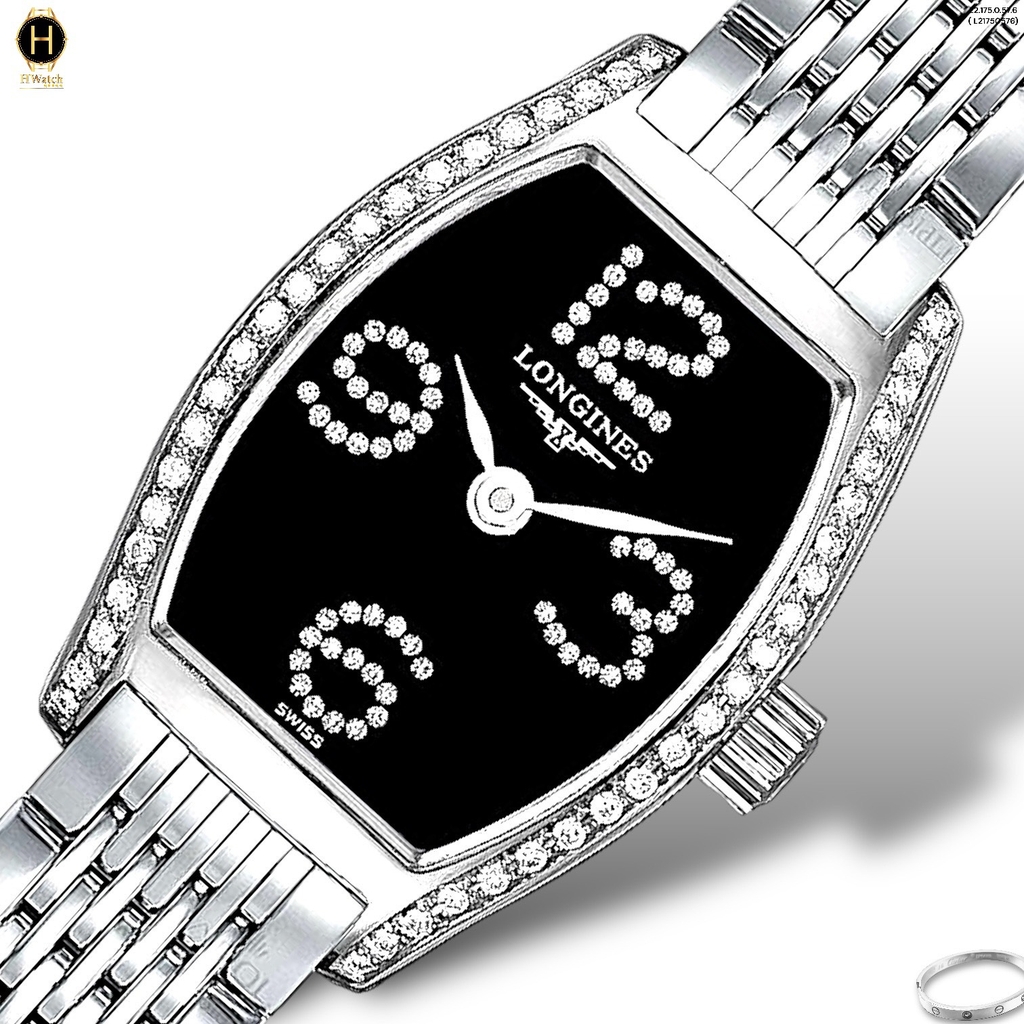 Đồng Hồ Nữ Longines Quartz Evidenza Diamond Arabic Bracelet L2.175.0.57.6 (L21750576) Dây Thép Mặt Đen Sapphire.