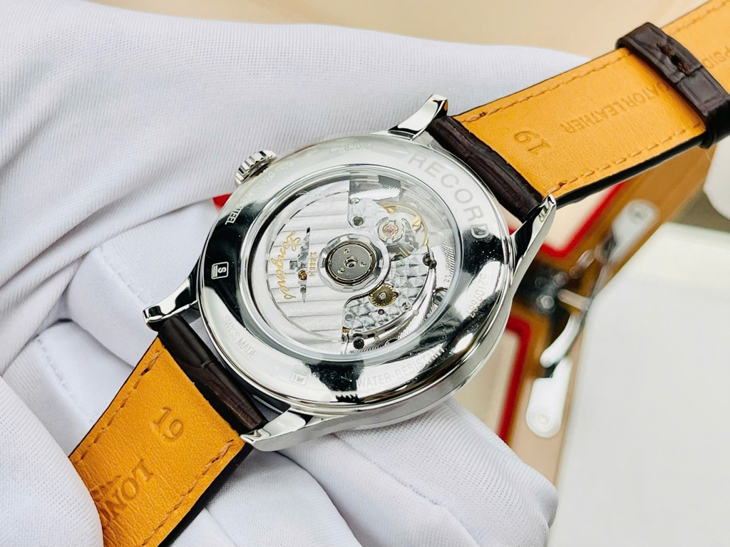 Đồng Hồ Nam Longines Automatic Record Collection Chronometer L2.820.4.76.2 (L28204762) Dây Da Mặt Trắng Sapphire.