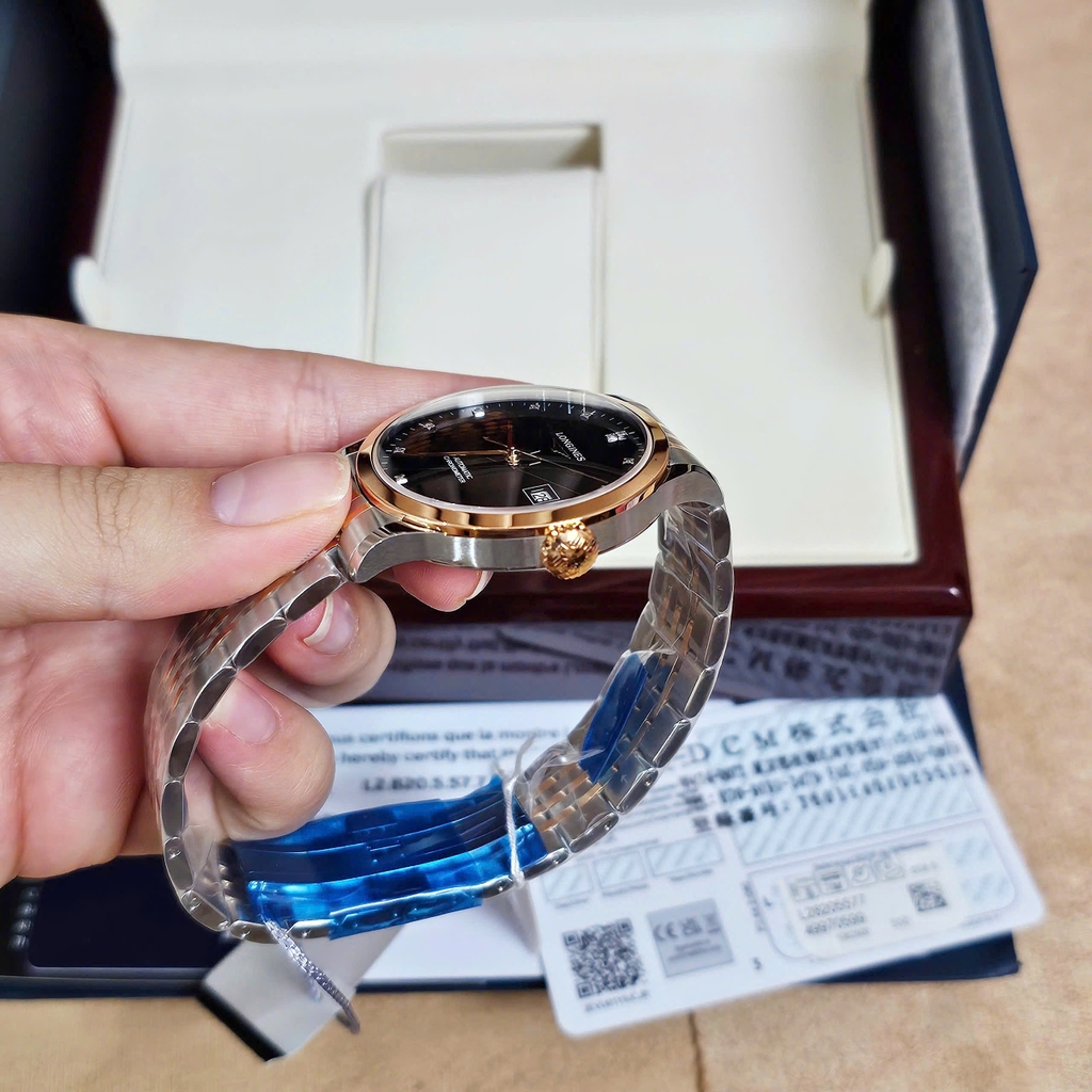 Đồng Hồ Nam Longines Automatic Record Collection Chronometer L2.820.5.57.7  (L28205577) Dây Thép Demi Mặt Đen Sapphire.
