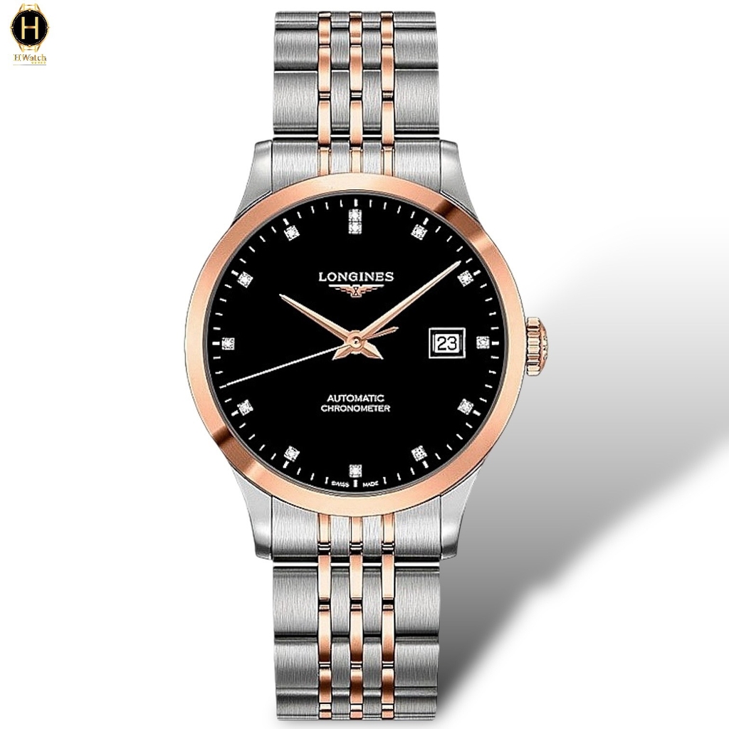 Đồng Hồ Nam Longines Automatic Record Collection Chronometer L2.820.5.57.7  (L28205577) Dây Thép Demi Mặt Đen Sapphire.