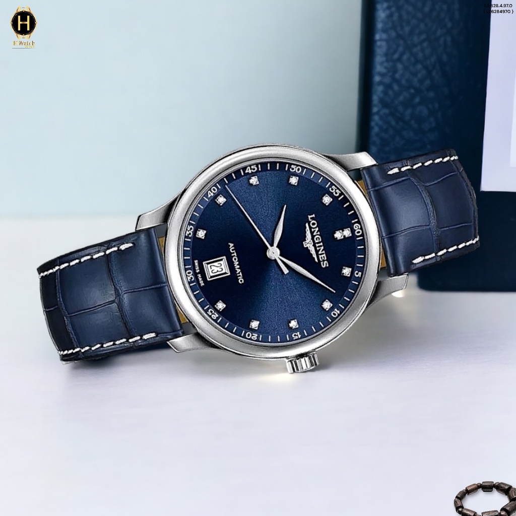 Đồng Hồ Nam Longines Automatic Master Collection Diamond L2.628.4.97.0 (L26284970) Dây Da Mặt Xanh Lam Sapphire