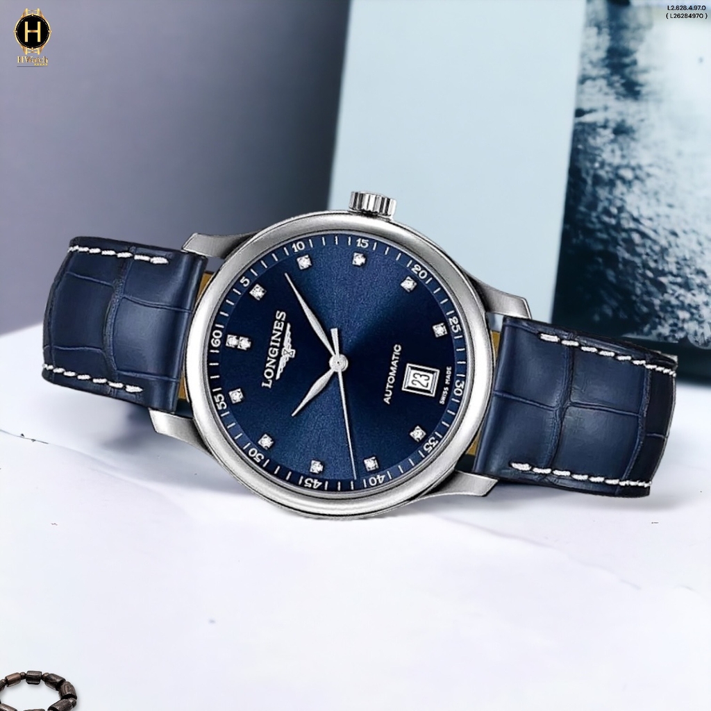 Đồng Hồ Nam Longines Automatic Master Collection Diamond L2.628.4.97.0 (L26284970) Dây Da Mặt Xanh Lam Sapphire
