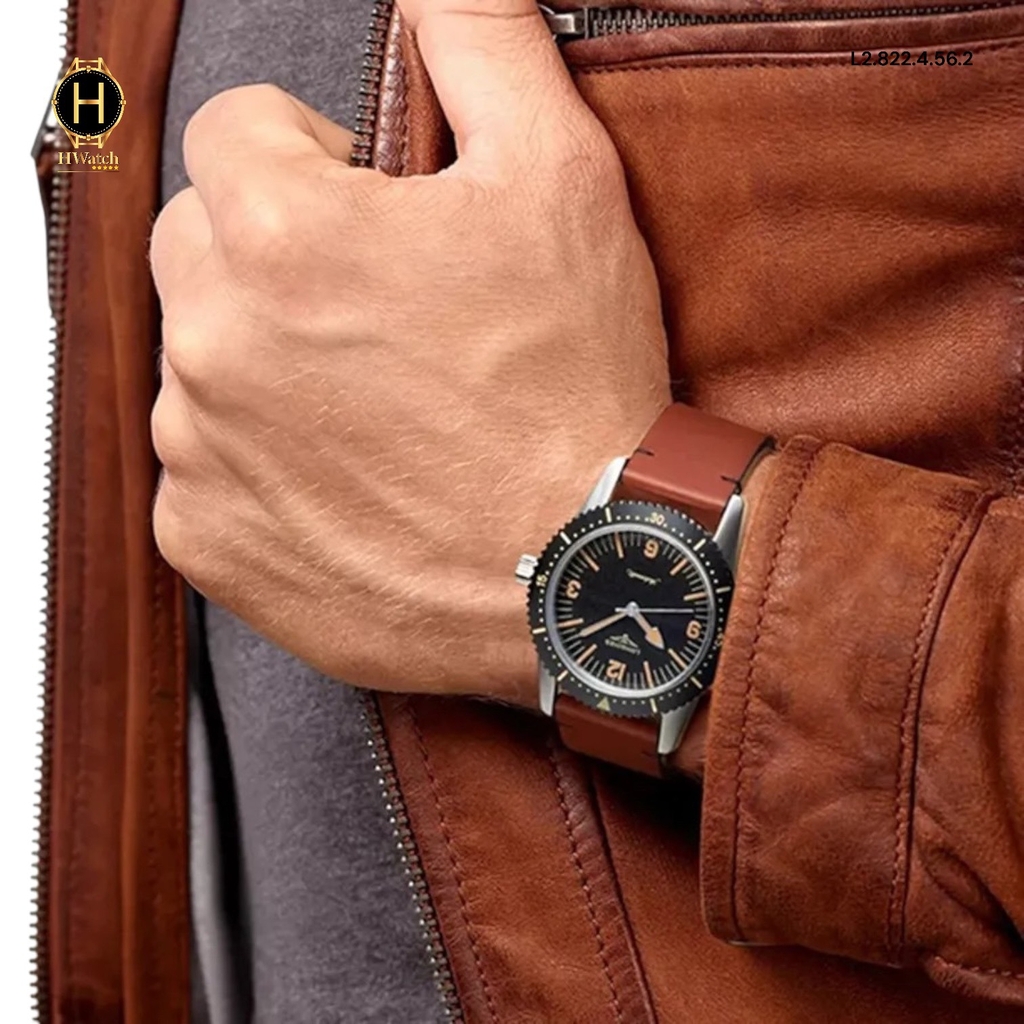Đồng Hồ Nam Longines Automatic Diver L2.822.4.56.2 Heritage Dây Da Nâu Mặt Đen.