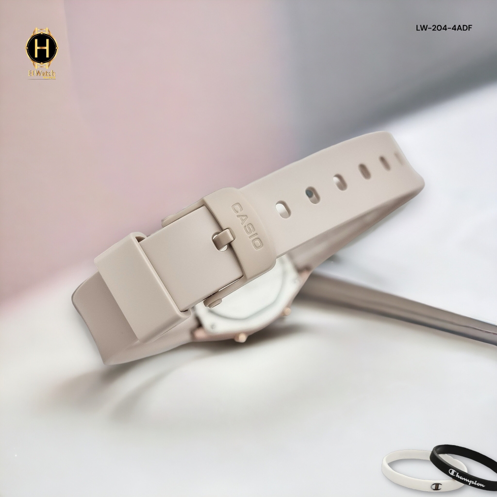 Đồng Hồ Nữ Casio LW-204-4ADF Dây Nhựa Màu Hồng Vỏ Nhựa Vàng Hồng