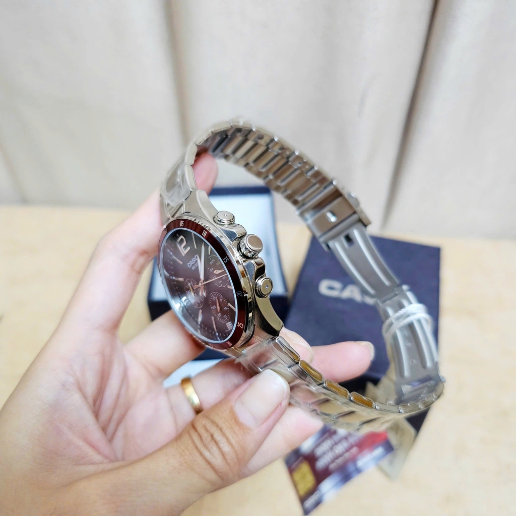 Đồng Hồ Nam Casio Quartz MTP-1374D-5AVDF Dây Thép Mặt Đen