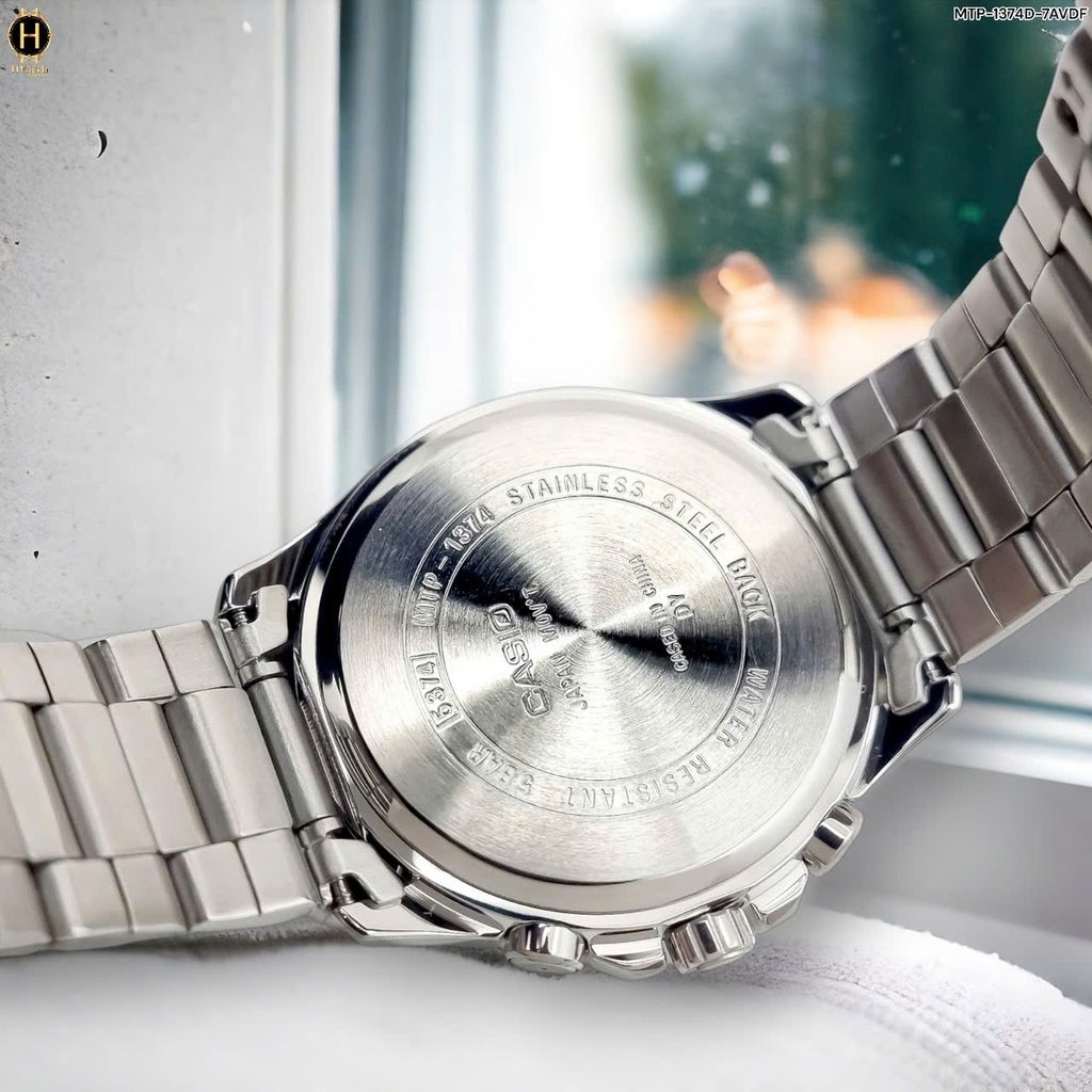 Đồng Hồ Nam Casio Quartz MTP-1374D-7AVDF Dây Thép Bạc Mặt Đen