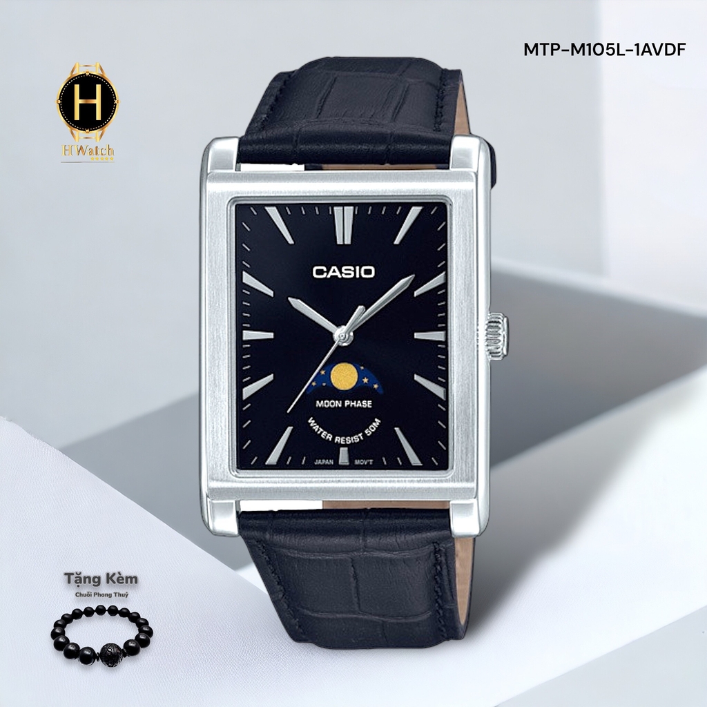 Đồng Hồ Nam Casio Quartz MTP-M105L-1AVDF Dây Da Vỏ Trắng Mặt Đen