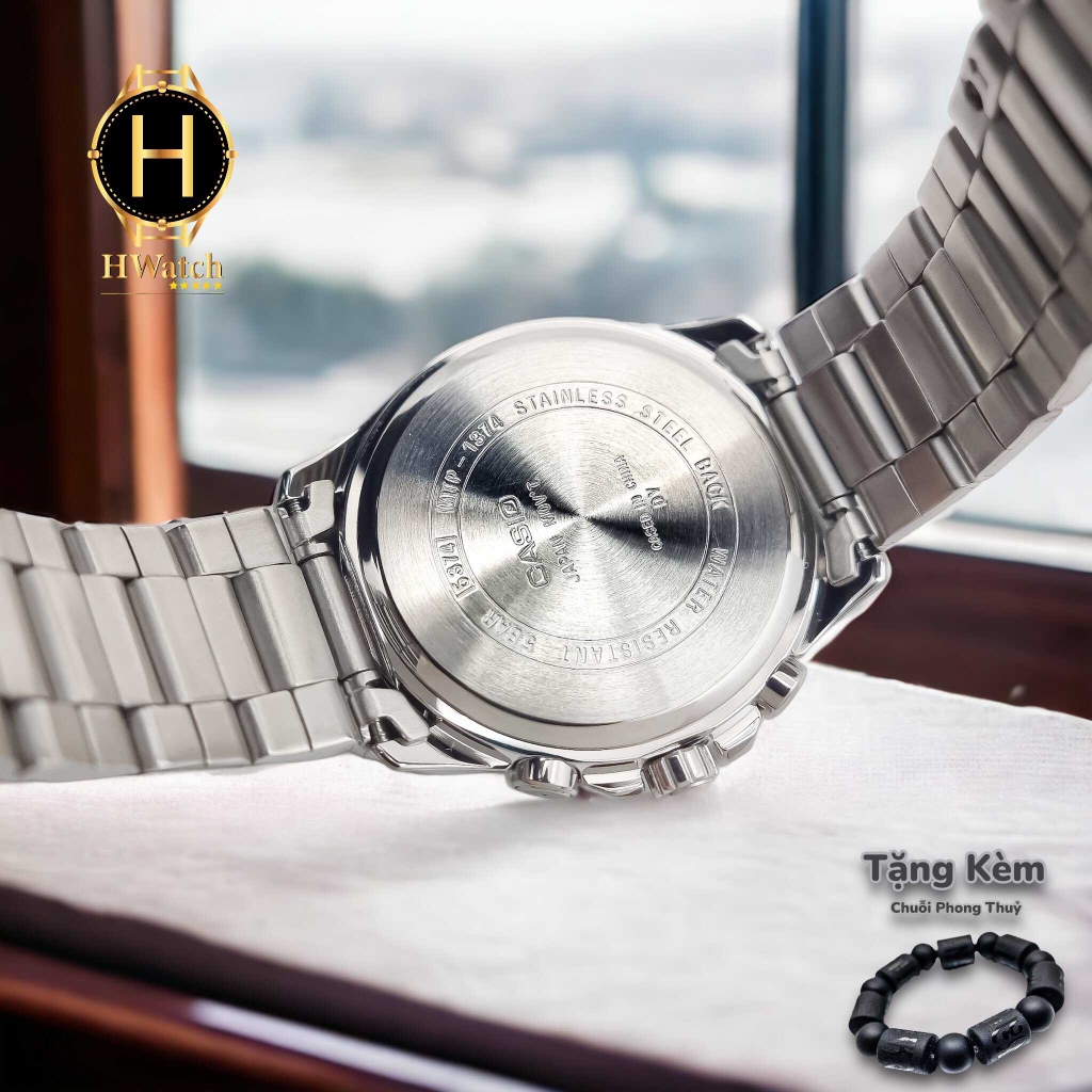 Đồng Hồ Nam Casio Quartz MTP-1374D-7AVDF Dây Thép Bạc Mặt Đen
