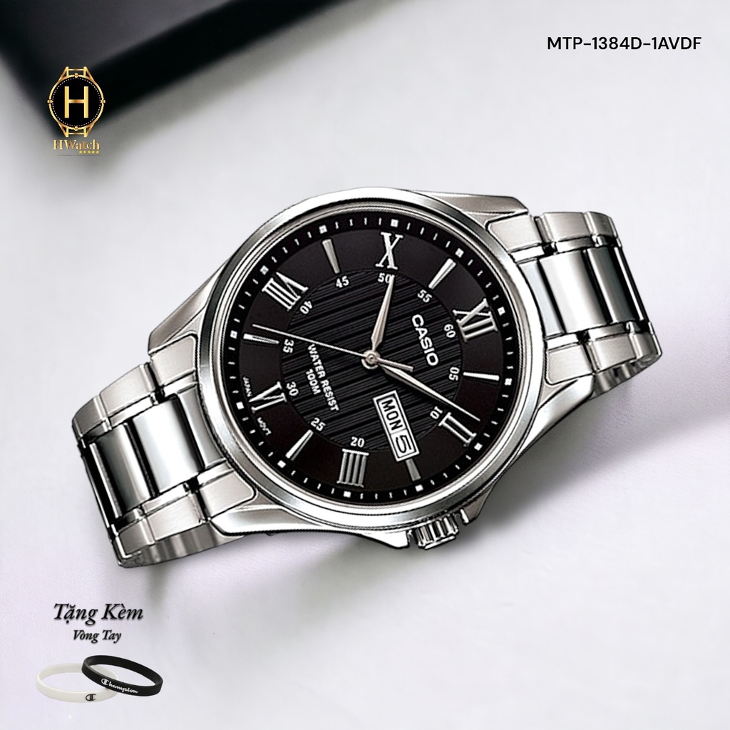 Đồng Hồ Nam Casio Quartz MTP-1384D-1AVDF Dây Sắt Mặt Đen