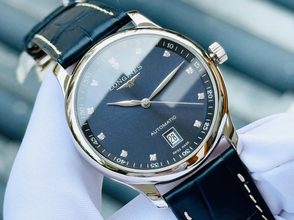 Đồng Hồ Nam Longines Automatic Master Collection Diamond L2.628.4.97.0 (L26284970) Dây Da Mặt Xanh Lam Sapphire