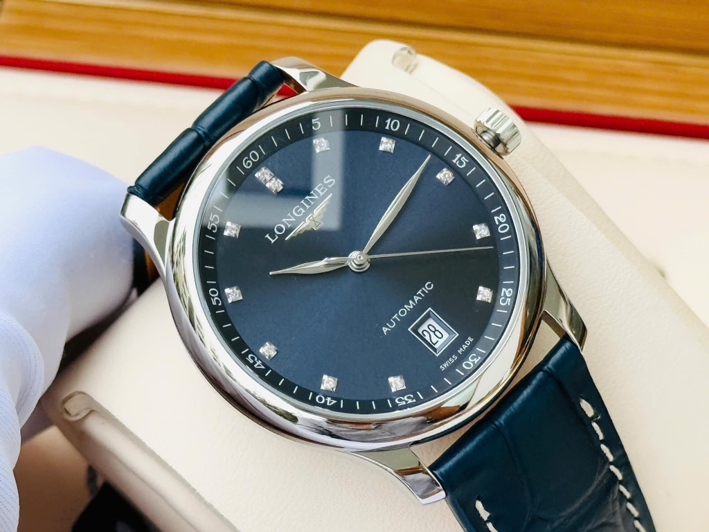 Đồng Hồ Nam Longines Automatic Master Collection Diamond L2.628.4.97.0 (L26284970) Dây Da Mặt Xanh Lam Sapphire