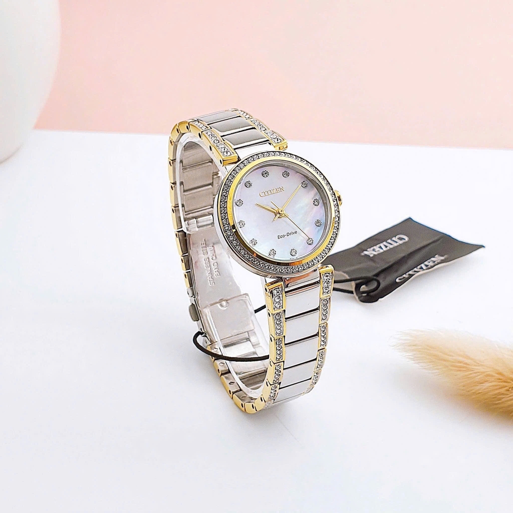 Đồng Hồ Nữ Citizen Quartz Eco-Drive Silhouette Crystal EM0844-58D