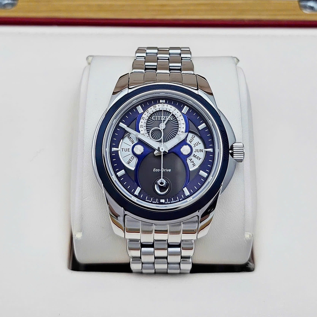Đồng Hồ Nam Citizen Quartz Eco-Drive Calendrier Moon Phase Blue BU0088-51H