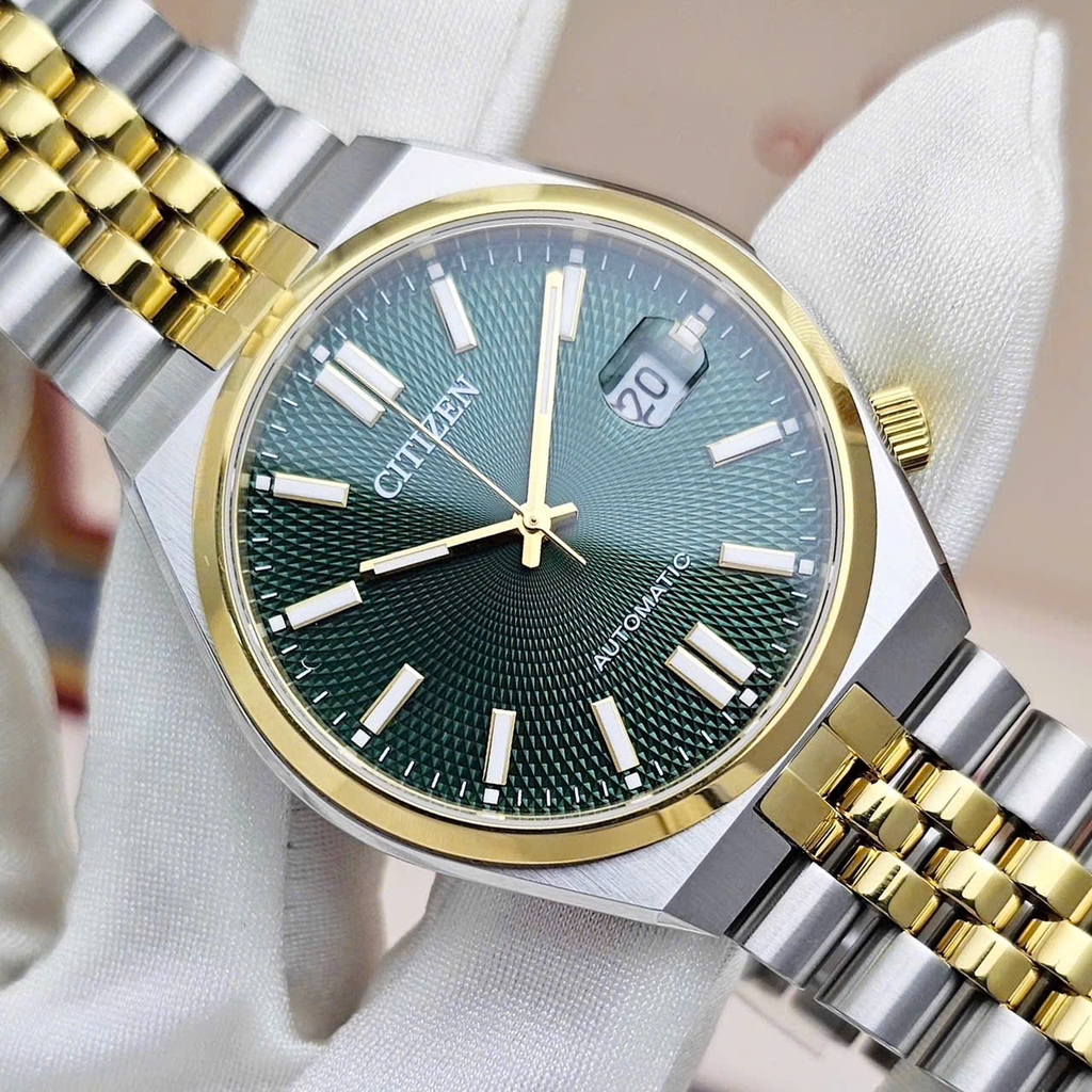 Đồng Hồ Nam Citizen Automatic Tsuyosa 60 Demi Gold Green NK0024-54X
