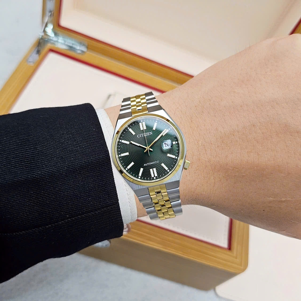 Đồng Hồ Nam Citizen Automatic Tsuyosa 60 Demi Gold Green NK0024-54X