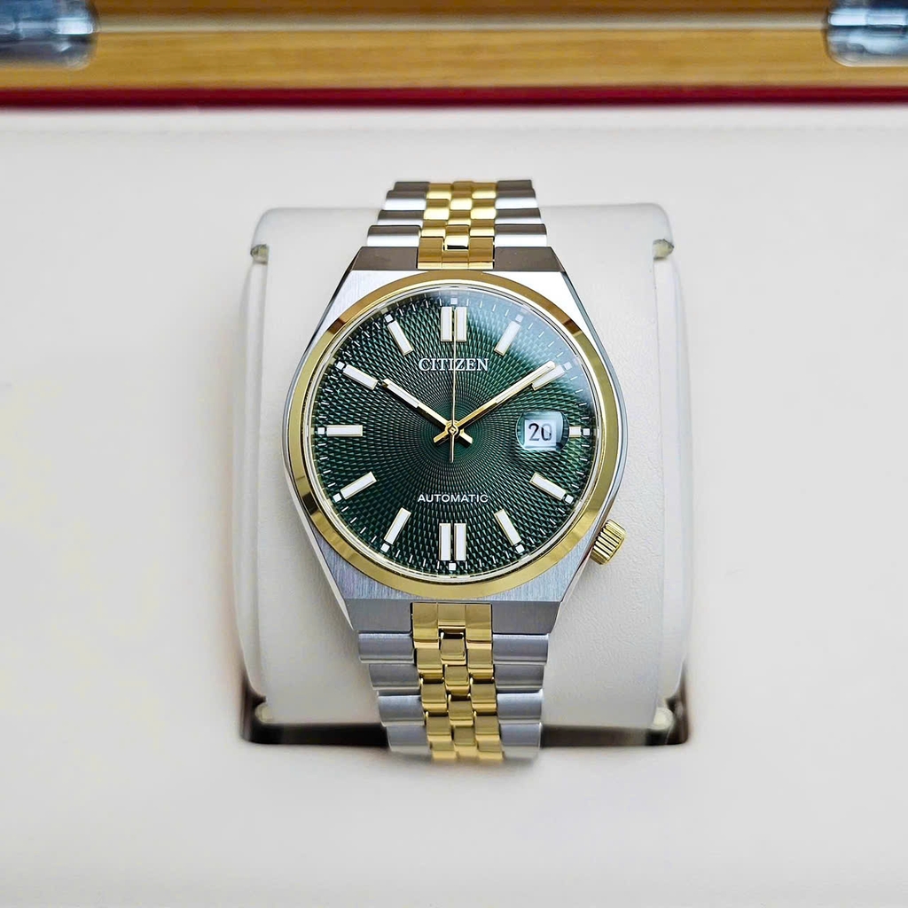 Đồng Hồ Nam Citizen Automatic Tsuyosa 60 Demi Gold Green NK0024-54X