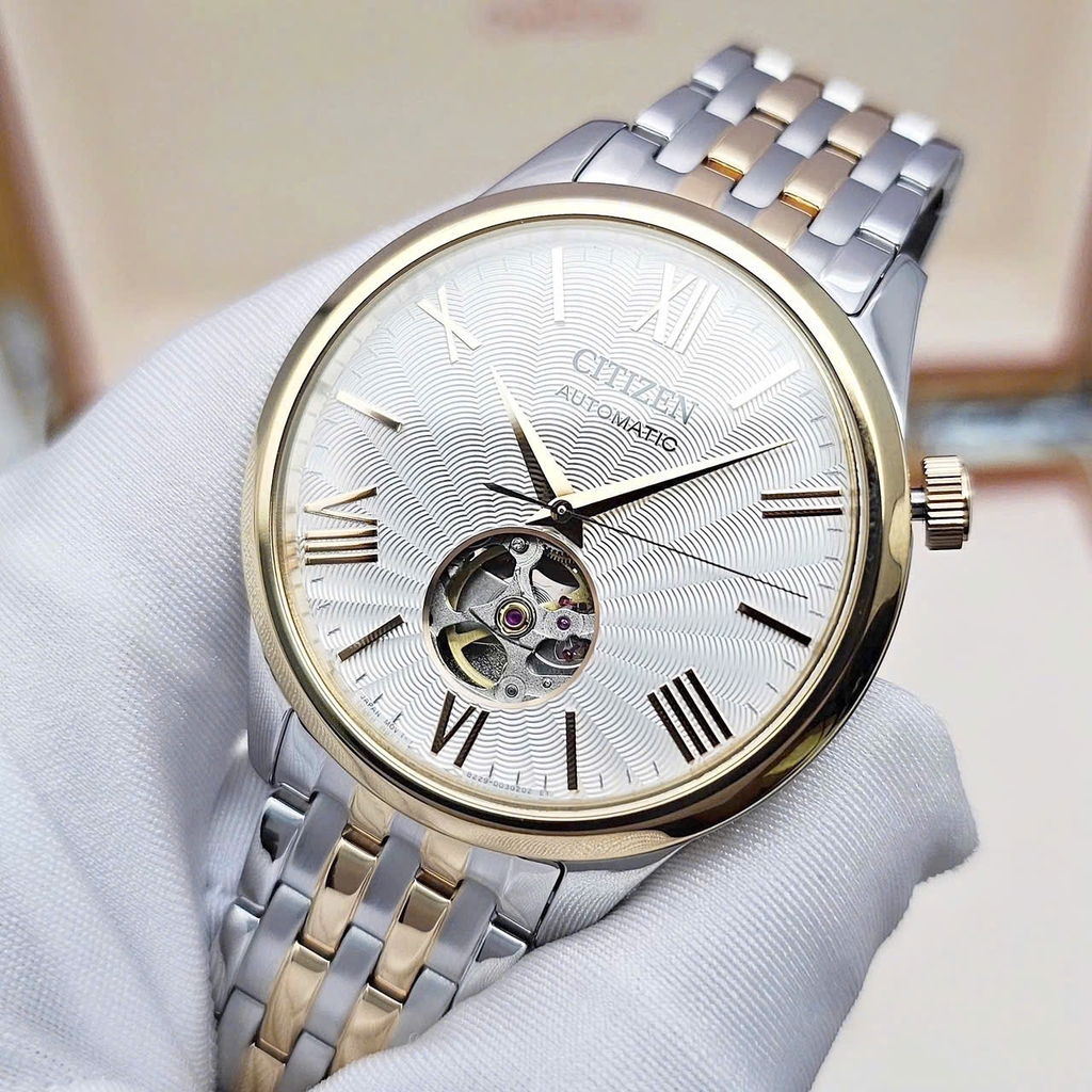 Đồng Hồ Nam Citizen Automatic Mechanical Open Heart Demi Gold NH9136-88A
