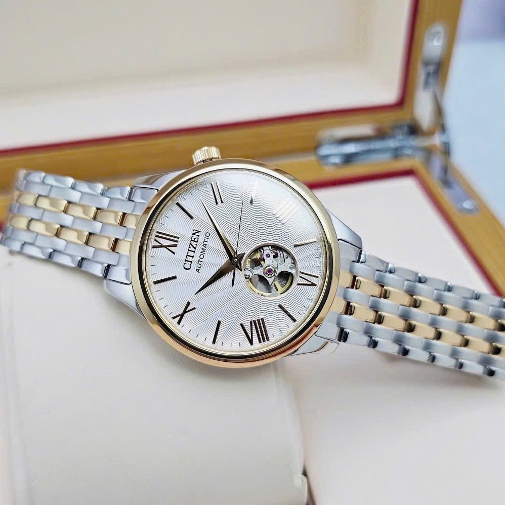 Đồng Hồ Nam Citizen Automatic Mechanical Open Heart Demi Gold NH9136-88A