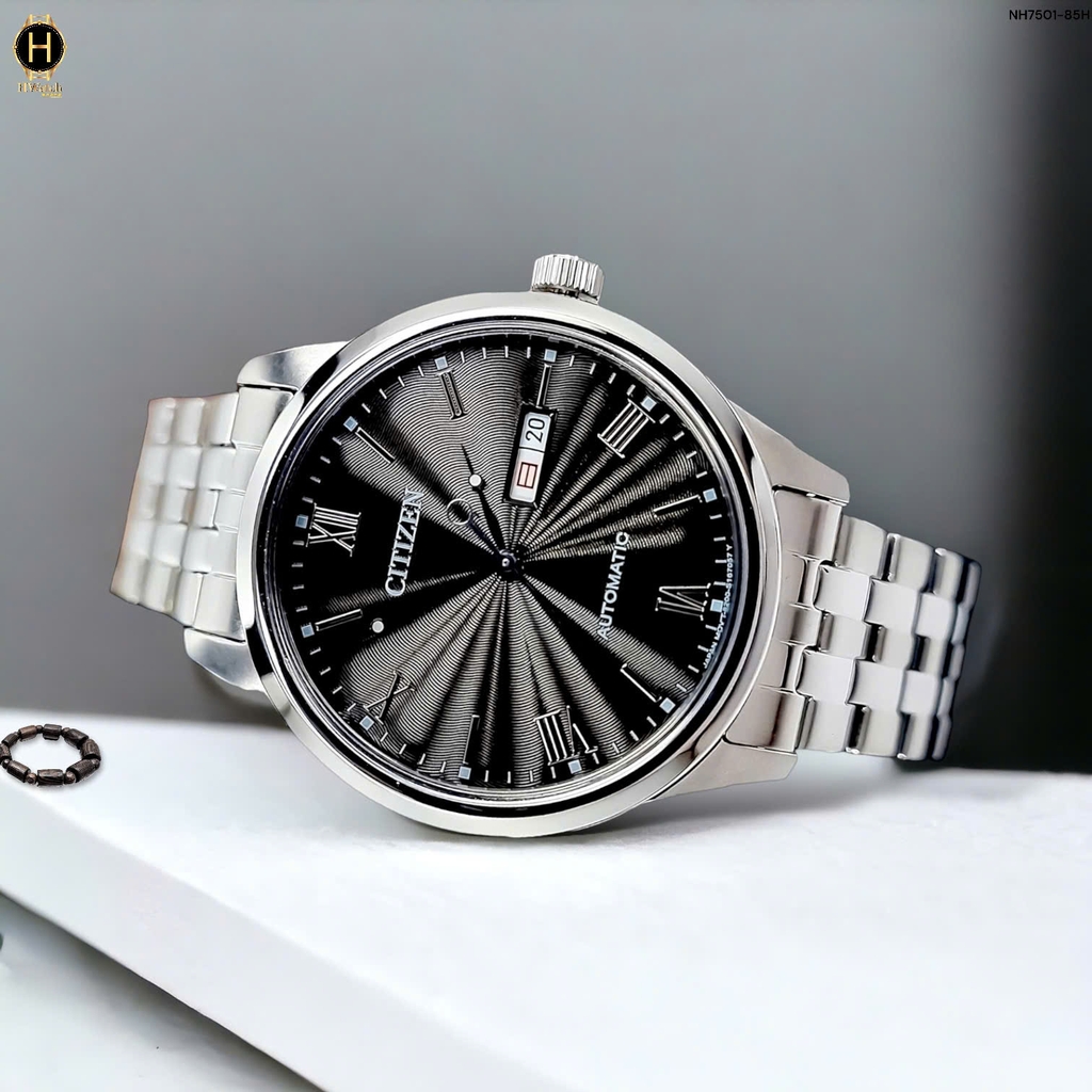 Đồng Hồ Nam Ctizen Automatic Mechanical NH7501-85H Dây Thép Mặt Đen Sapphire