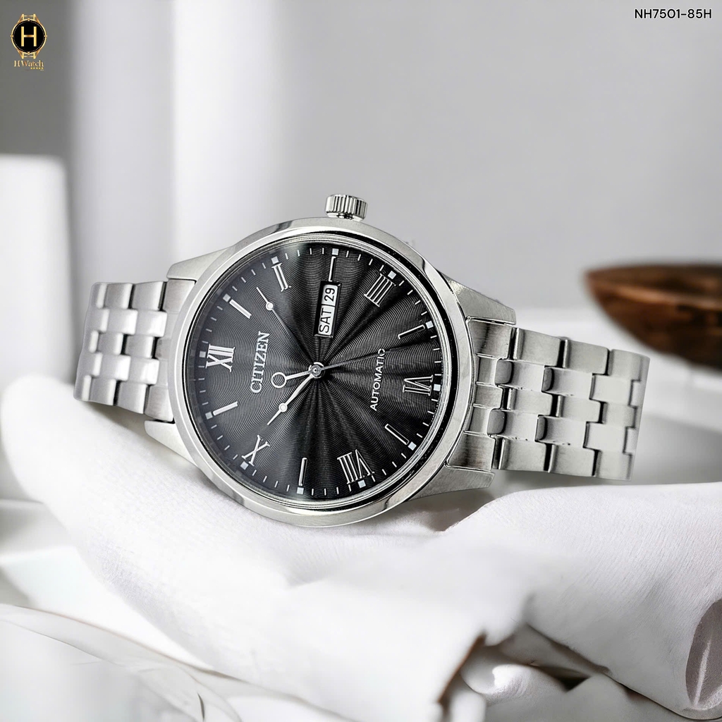 Đồng Hồ Nam Ctizen Automatic Mechanical NH7501-85H Dây Thép Mặt Đen Sapphire