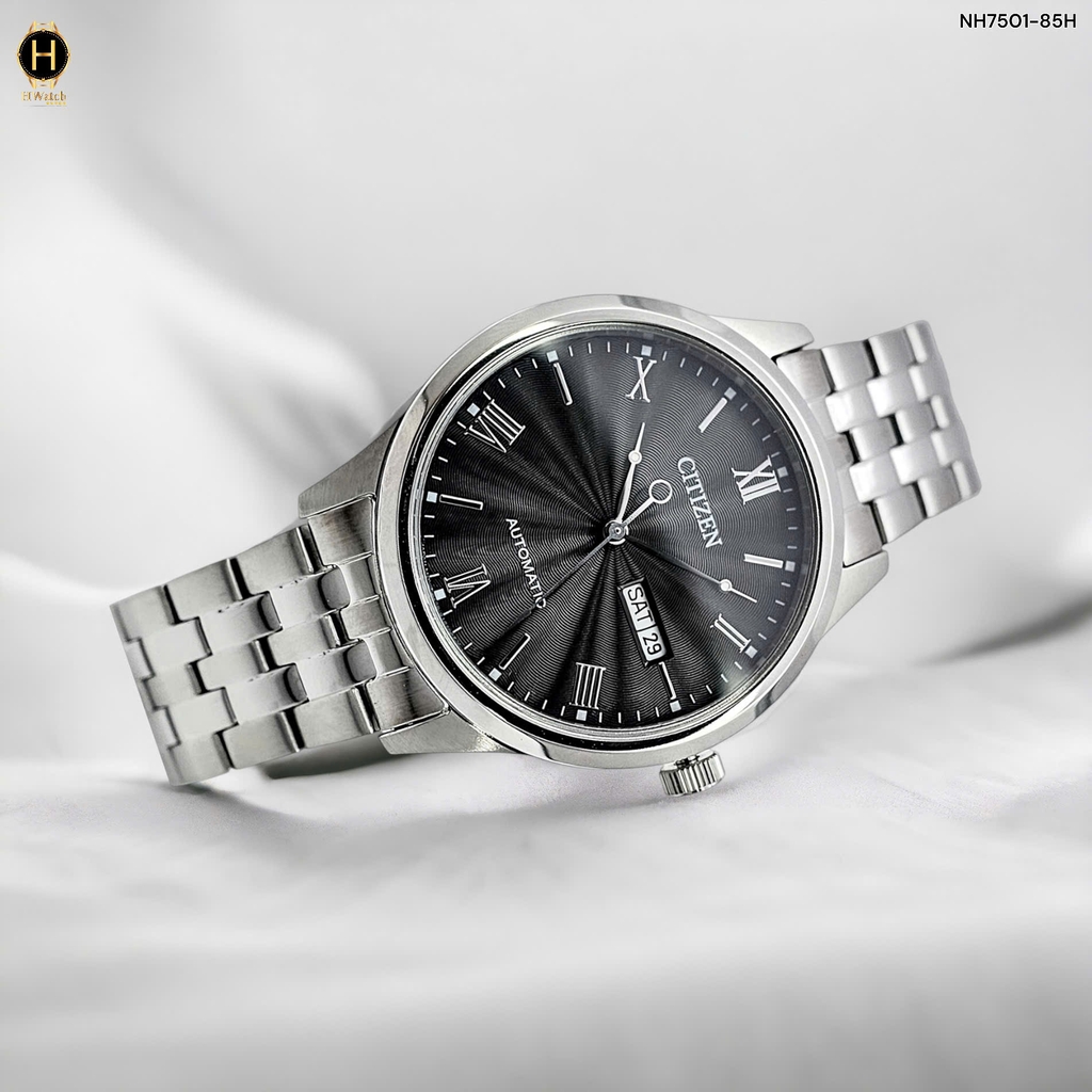 Đồng Hồ Nam Ctizen Automatic Mechanical NH7501-85H Dây Thép Mặt Đen Sapphire
