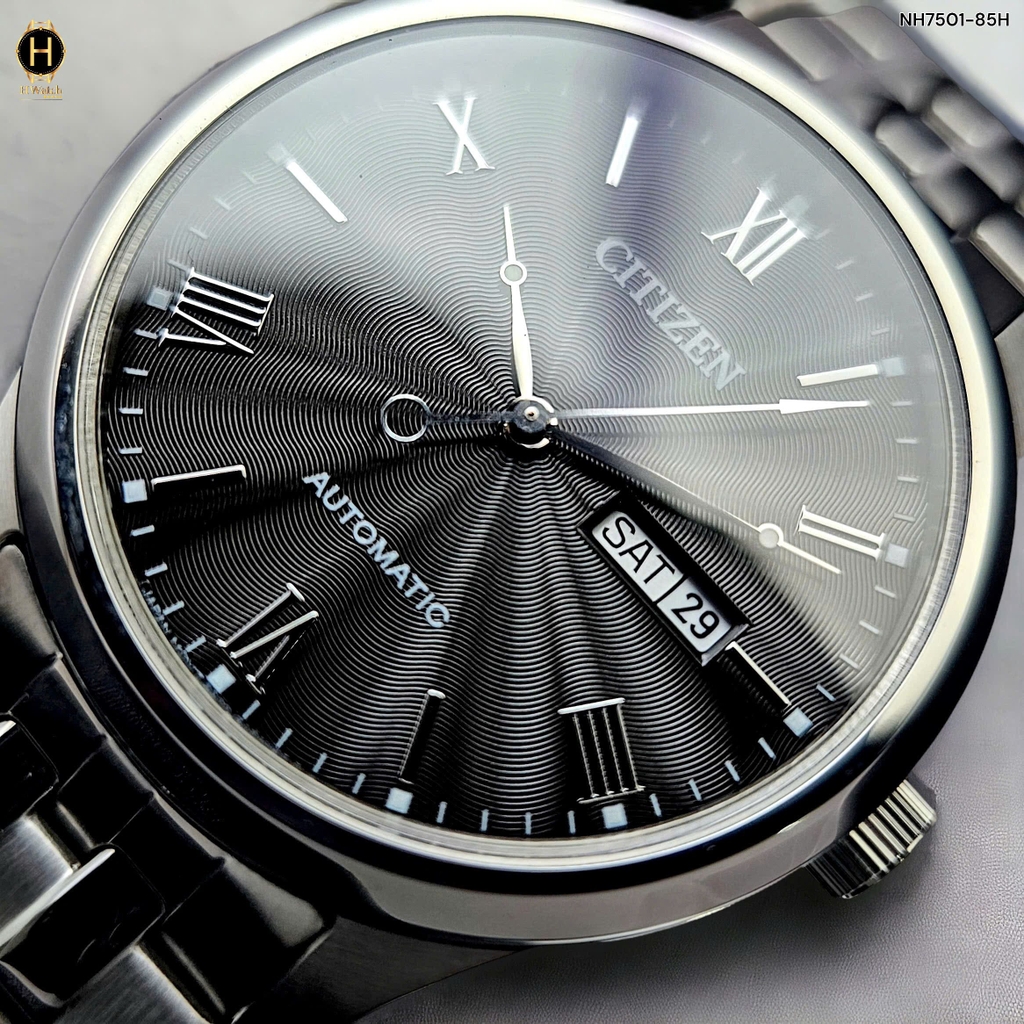 Đồng Hồ Nam Ctizen Automatic Mechanical NH7501-85H Dây Thép Mặt Đen Sapphire
