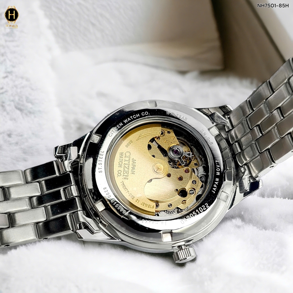 Đồng Hồ Nam Ctizen Automatic Mechanical NH7501-85H Dây Thép Mặt Đen Sapphire